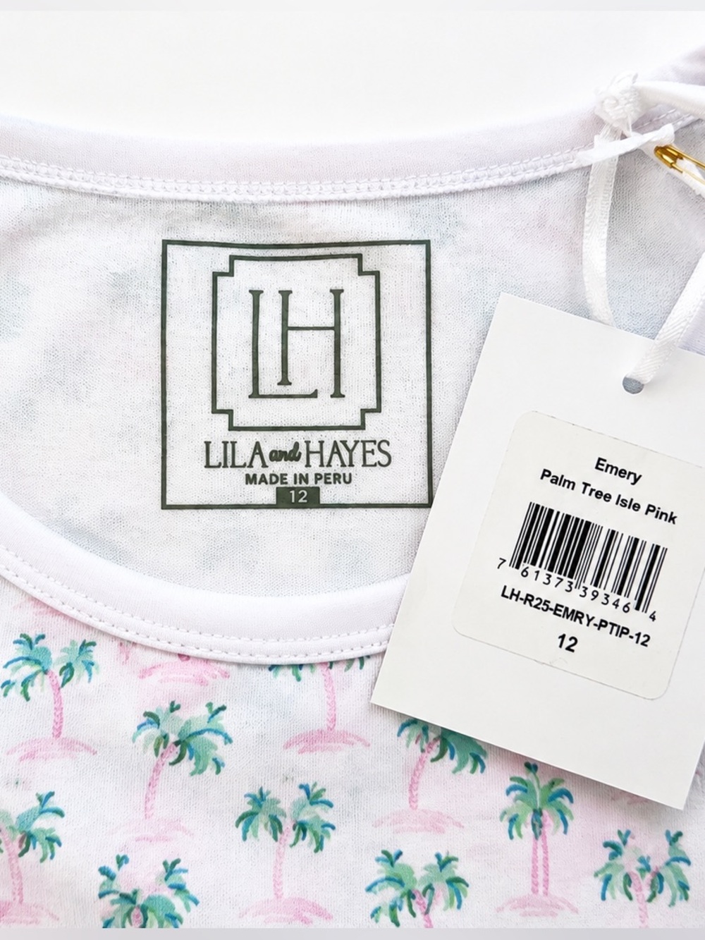 Lila And Hayes Emery Palm Tree Pink Two Piece Shorts Pajama Set NWT - Picture 5 of 5